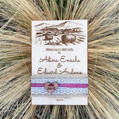 Invitatie rustica de lemn Fields of gold (4)